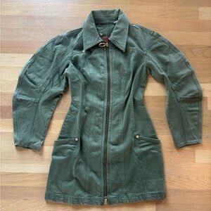 Gap x Cult Gaia Olive Double Zip Mini Denim Dress
